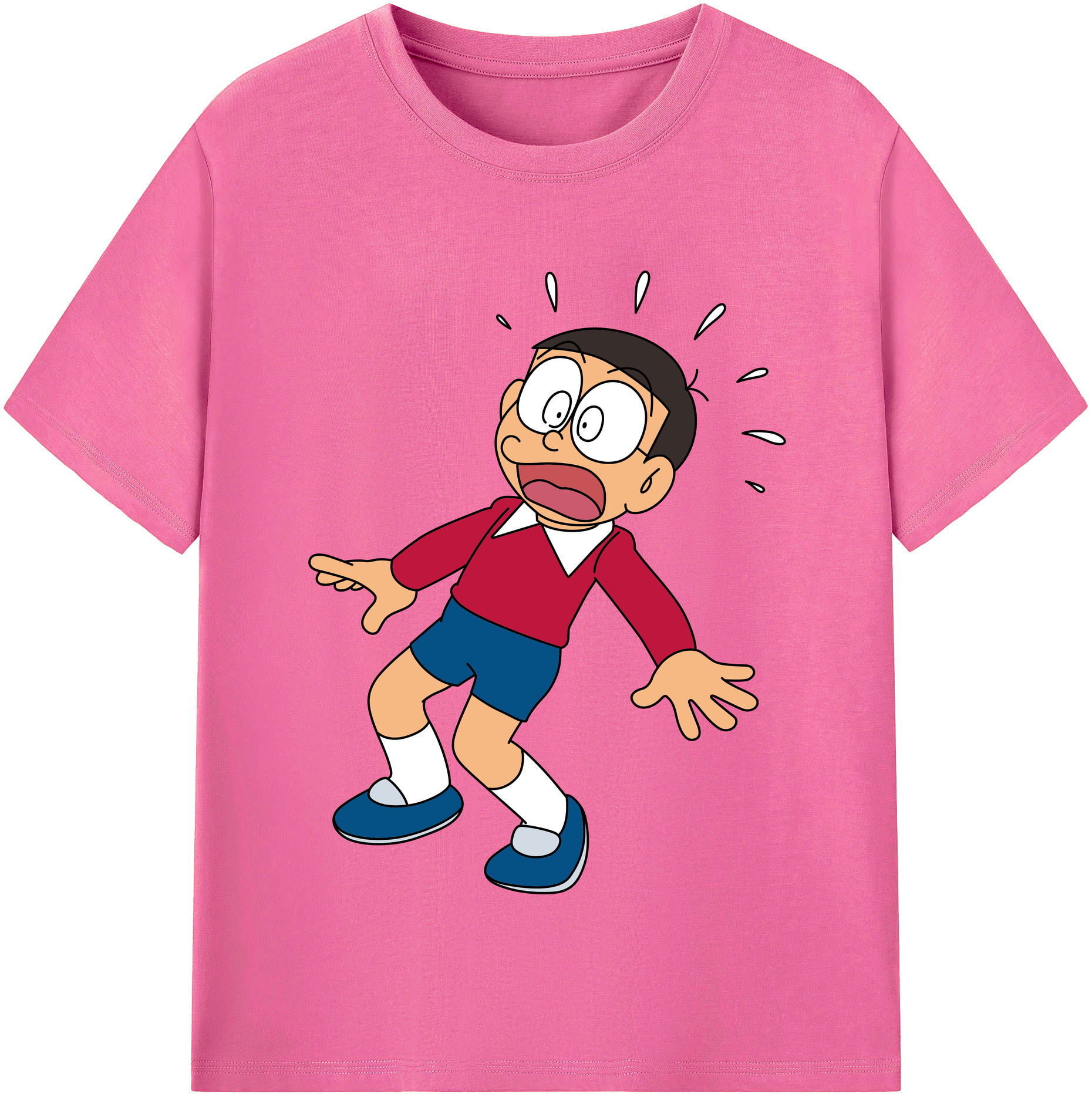（画像用） ドラえもん 野比 のび太 Doraemon Nobita Nobi レディースカジュアルプリントTシャツ（綿100％）
